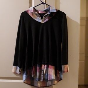 SOLD Plaid and black sweater